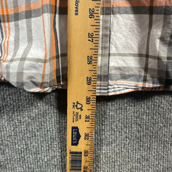 Cinch Button Down Western Shirt Men's Medium Orange/Black/White Plaid Cowboy - Picture 8 of 10